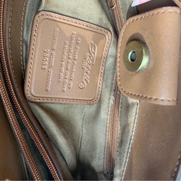 Elegant Fossils Tan and Brown Striped Shoulder Bag - Picture 6 of 9